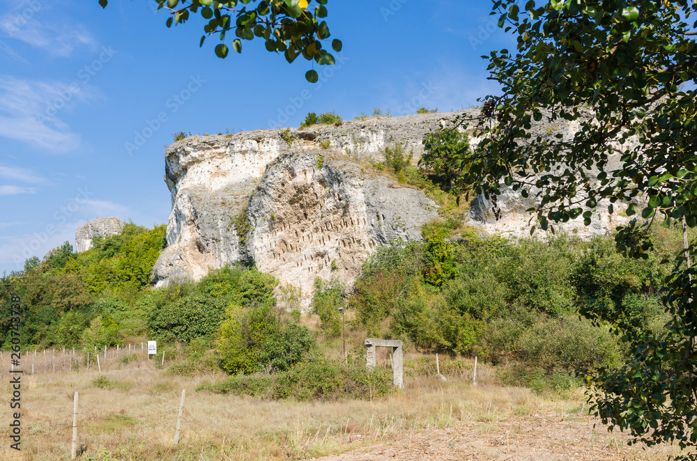 The rock niches in the array Kovan Kaya (Bee Stone) near Dolno Cherkovishte village - place of the thracian religious worship