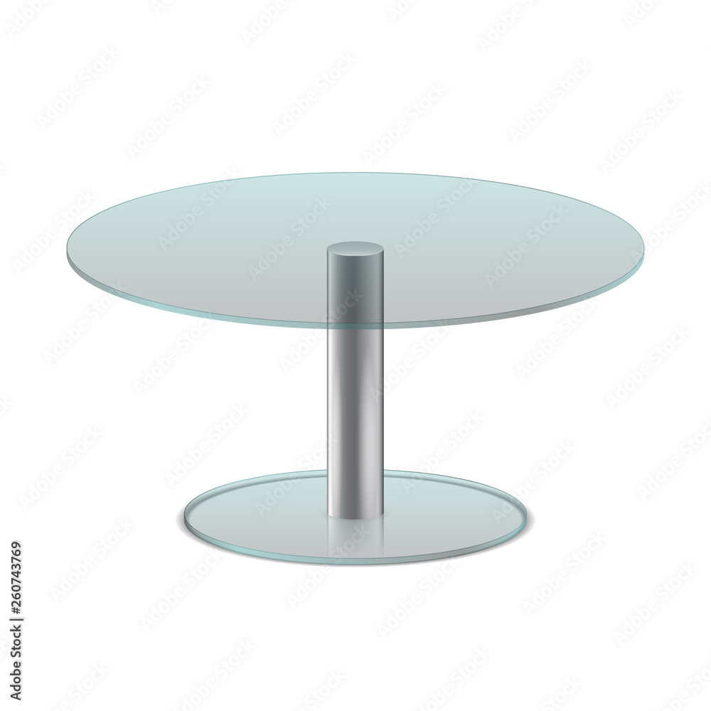 Clean isolated on white transparent glass empty table furniture 3d decoration vector illustration Clean isolated on white transparent glass empty table furniture 3d decoration vector illustration