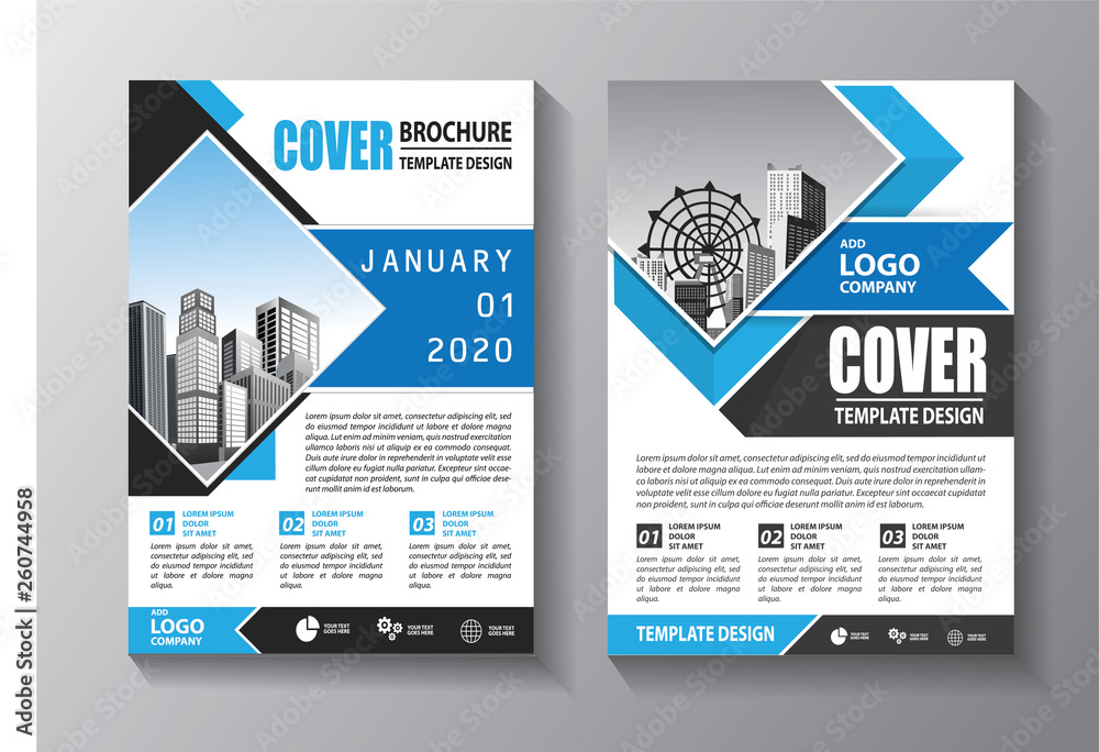 Brochure design, cover modern layout, annual report, poster, flyer in A4 with colorful triangles, geometric shapes for tech, science, market with light background