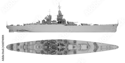 Canvas Print warship in gray