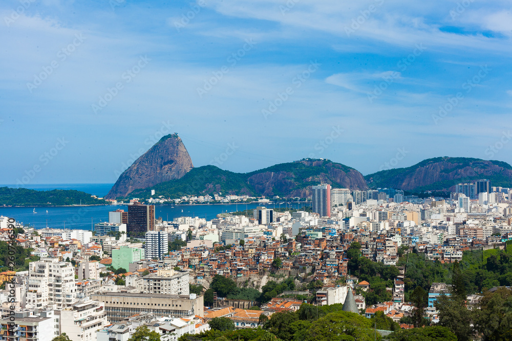 View of the Sugar Loaf, city and slum - Rio de Janeiro