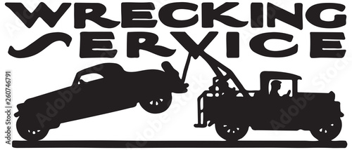 Wrecking Service  - Retro Ad Art Banner