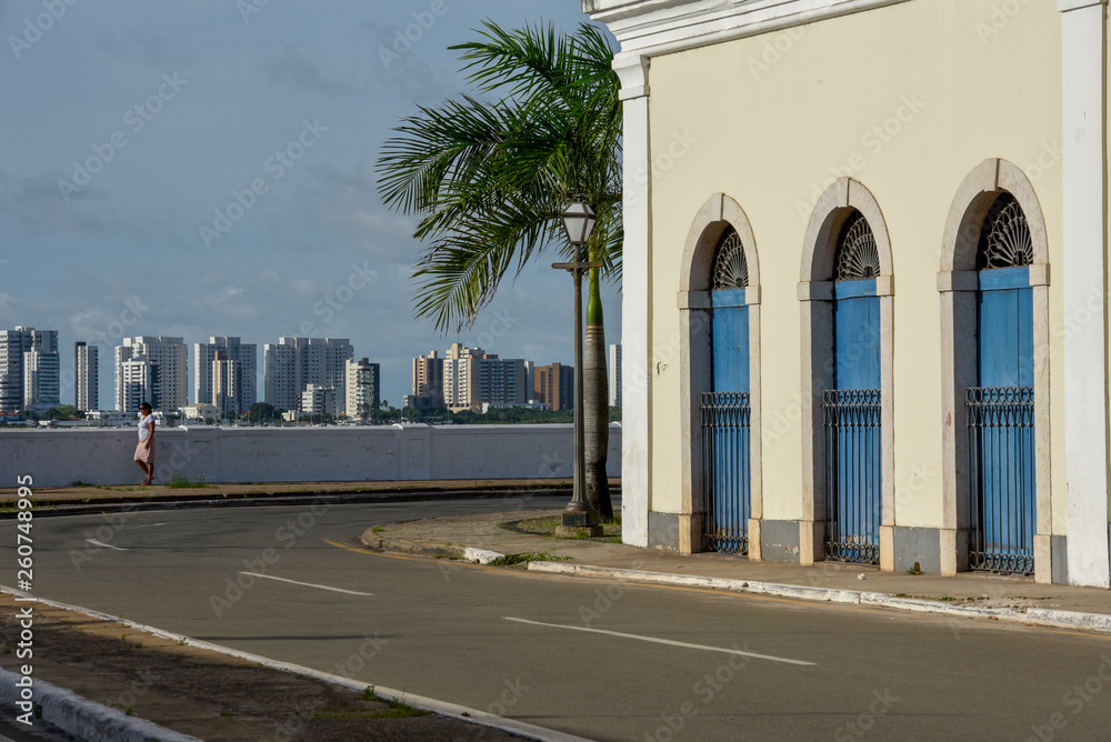 Colonial and modern architecture in Sao Luis on Brazil