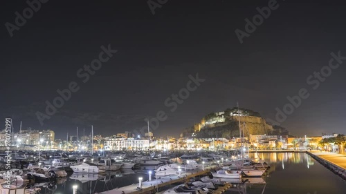 Time-lapse of boats parked in the sea port
