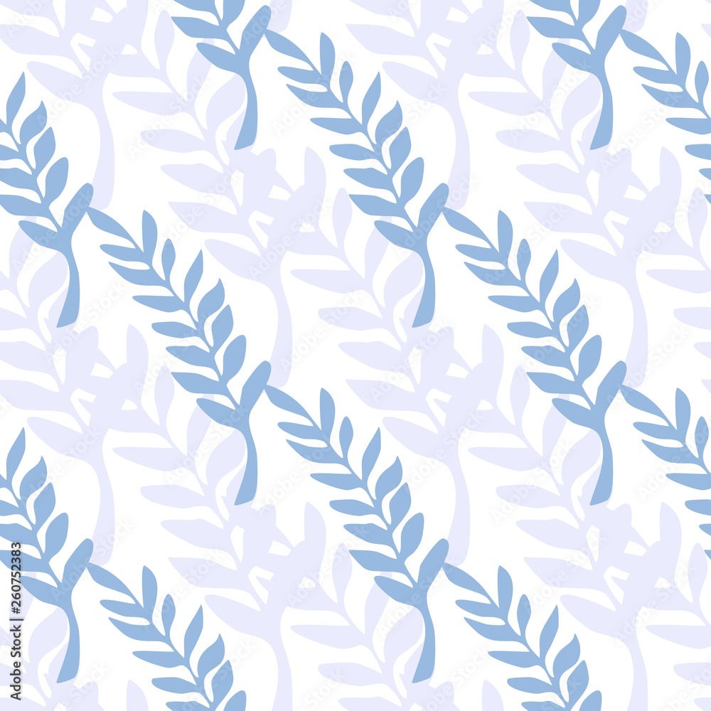 Leaf branch backdrop. Blue leaves seamless pattern. Leaf branch backdrop. Blue leaves seamless pattern.