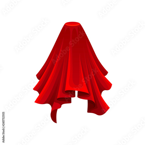Secret gift under red cloth. Vector illustration.