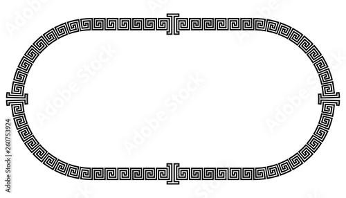 Oval frame in the greek style isolated on white background.