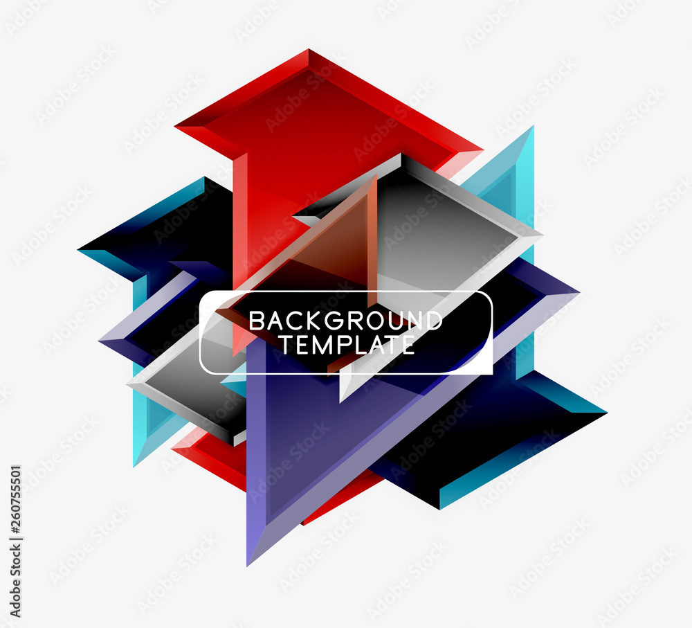 Minimal geometrical triangles with 3d effect abstract background template