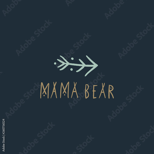 Mama bear nursery vector image, baby art, nursery design