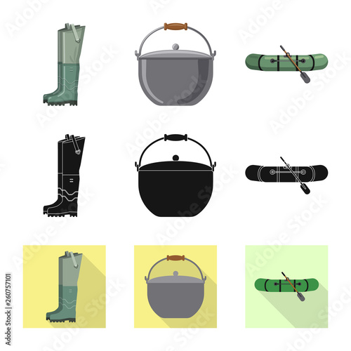 Isolated object of fish and fishing icon. Collection of fish and equipment stock symbol for web.