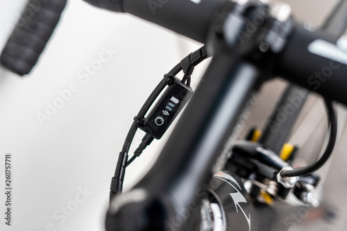 Electronic transmission shifters with power indicator on road bike
