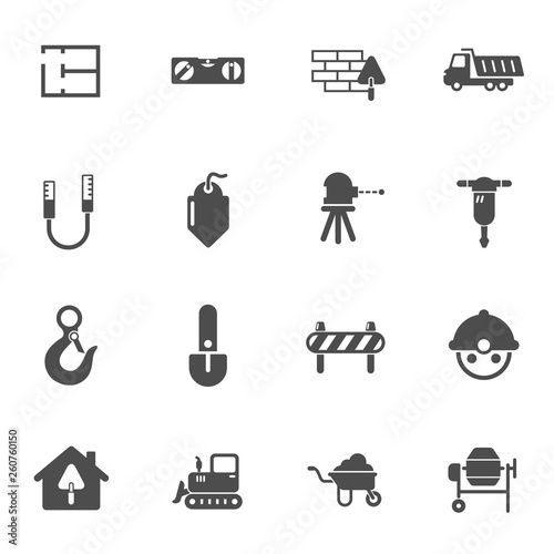 building construction vector icons set. work tools for construction and home repair icons for web, mobile and user interface design isolated on white background