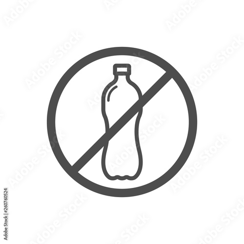 stop using plastic bottles outline vector icon isolated on white background. say no to plastic bottle. plastic forbidden sign. stop plastic pollution to save environment and ecology of earth