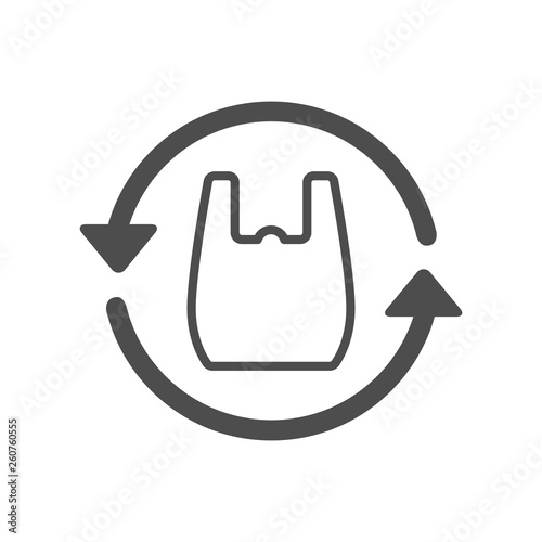 recycle plastic bag outline vector icon isolated on white background. say no to plastic bag. plastic recycling and stop plastic pollution to save environment and ecology of earth