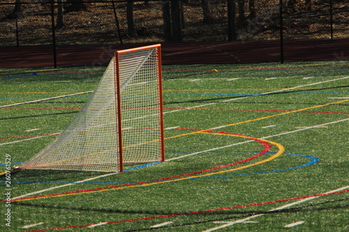 Obraz na płótnie Lacrosse goal on turf field before a game.