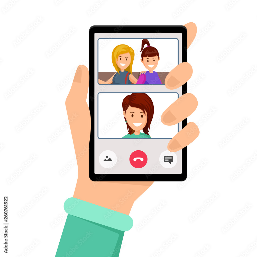 Video call, girlfriends talk vector illustration Video call, girlfriends talk vector illustration