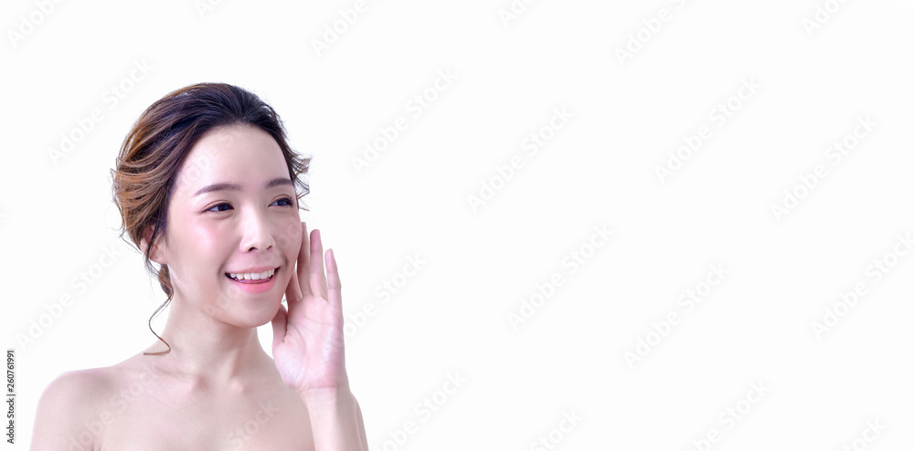 Beauty concept. Beauty Spa Woman with perfect skin Portrait. Beautiful woman face close up studio on white. Beauty concept. Beauty Spa Woman with perfect skin Portrait. Beautiful woman face close up studio on white.