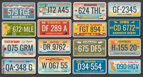 Abscract vehicle registration number plates photo
