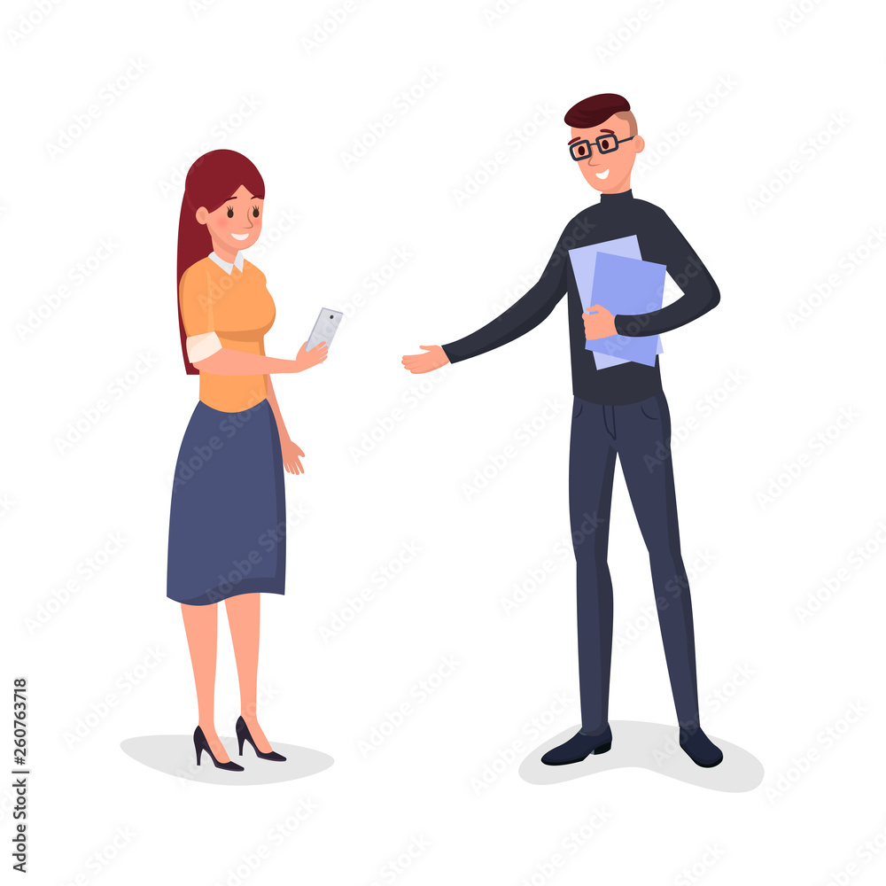 Company workers conversation vector illustration