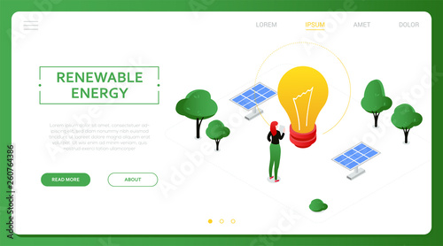 Renewable energy - modern colorful isometric vector web banner