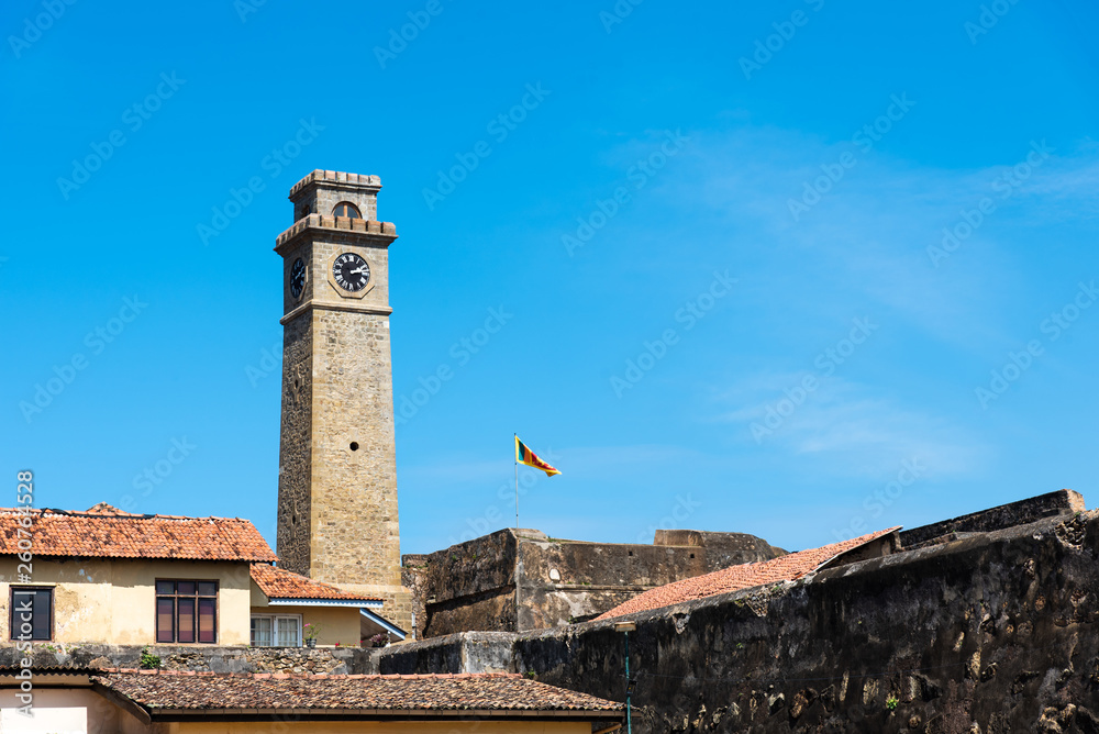 Galle fort clock tower in Sri Lanka
