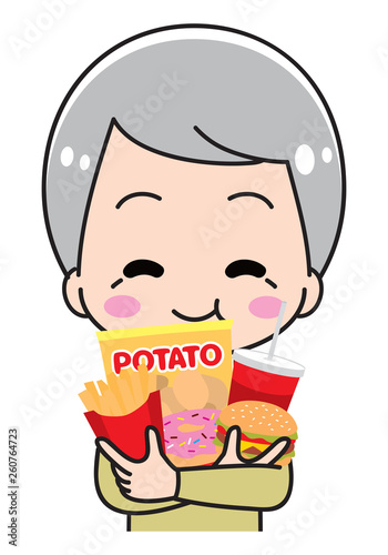 Grandfather eating sweets