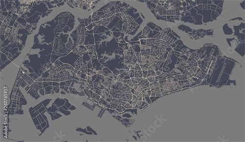 map of the city of Singapore, Republic of Singapore