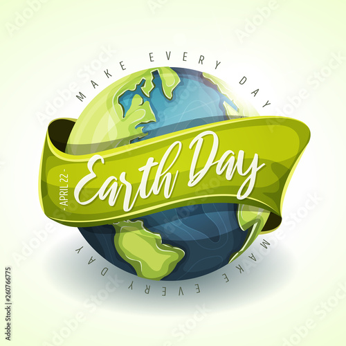 Happy Earth Day Holiday Banner/ Illustration of a happy earth day banner, for environment safety celebration
