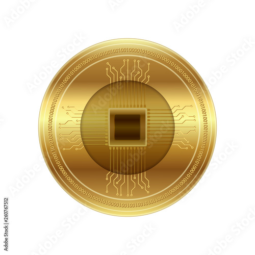 Golden crypto currency, vector