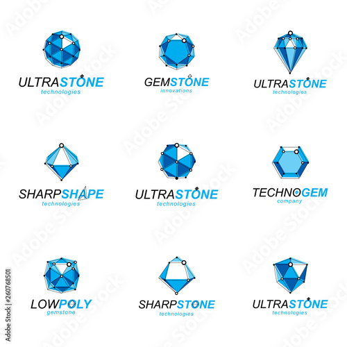 Set of abstract 3d faceted ...