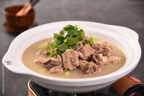 beef noodle soup with meat and vegetables