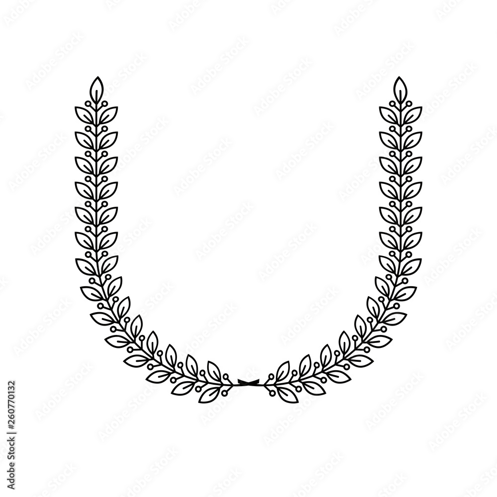Obraz premium Laurel Wreath floral ancient emblem. Heraldic vector design element. Retro style label, heraldry logo.