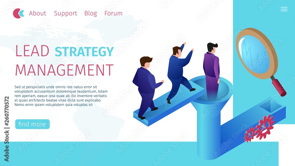 Lead Strategy Management Horizontal Flat Banner.