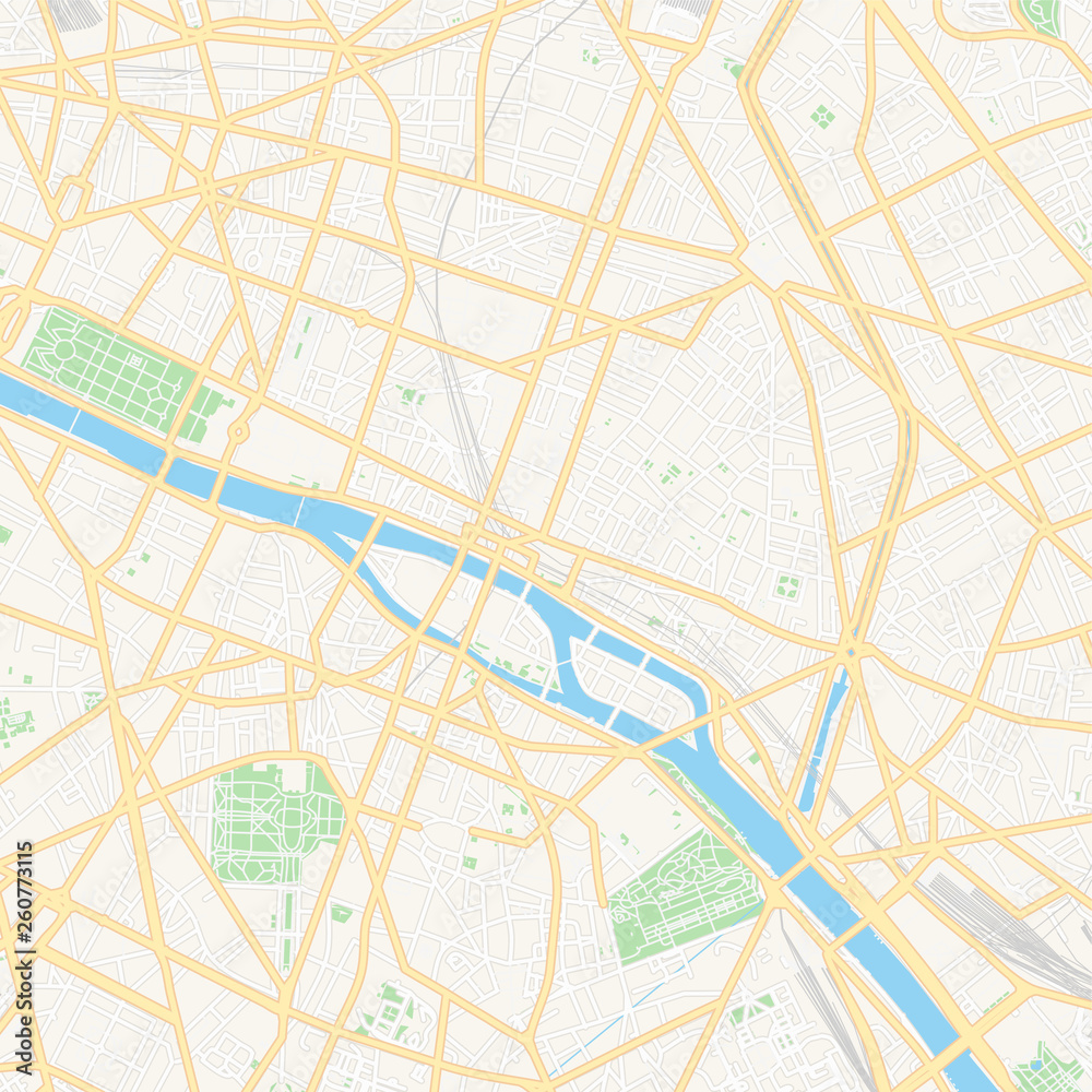 Paris, France printable map