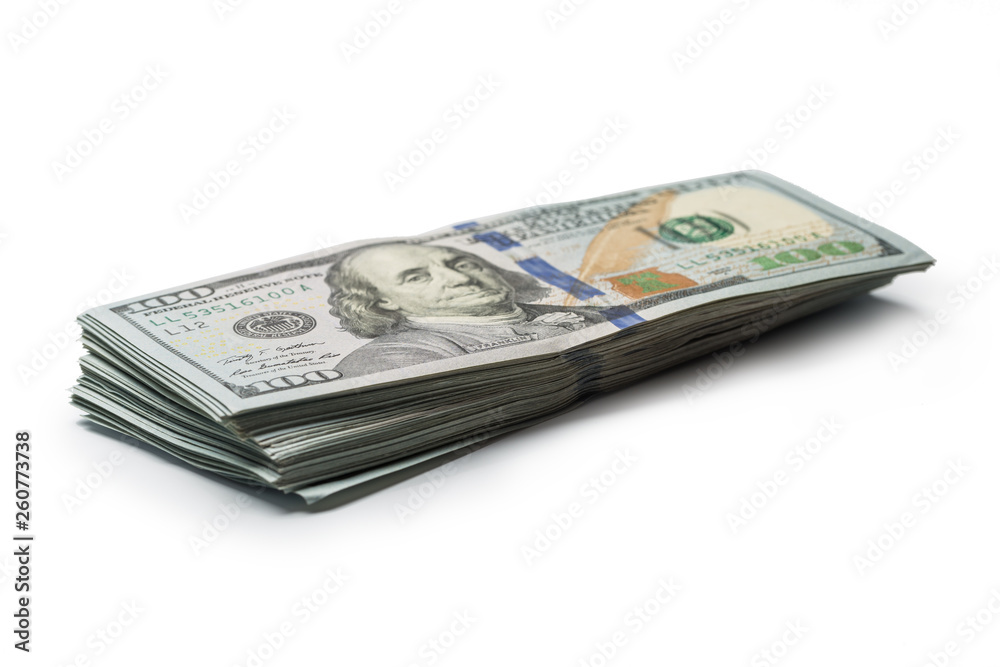 Stack of hundred dollars isolated on white Stack of hundred dollars isolated on white