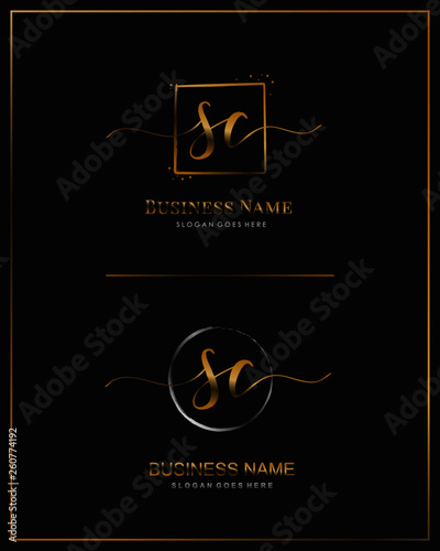 Initial S C SC handwriting logo vector. Letter handwritten logo template.