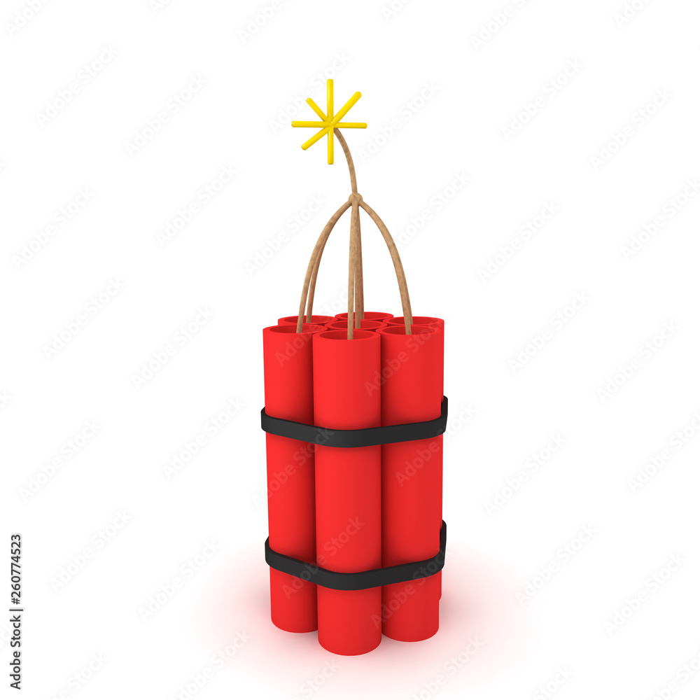 3D Rendering of ignited dynamite bundle