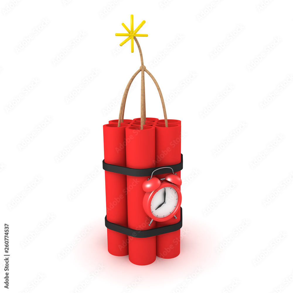 3D Rendering of ignited dynamite bundle 3D Rendering of ignited dynamite bundle