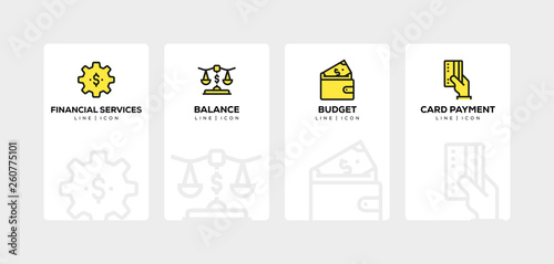 BANKING AND FINANCE LINE ICON SET