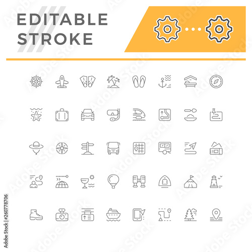 Set line icons of travel