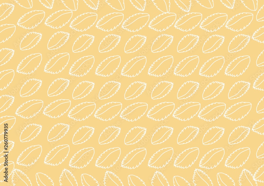 White leaves on a yellow background. Seamless pattern. Vector illustration. White leaves on a yellow background. Seamless pattern. Vector illustration.