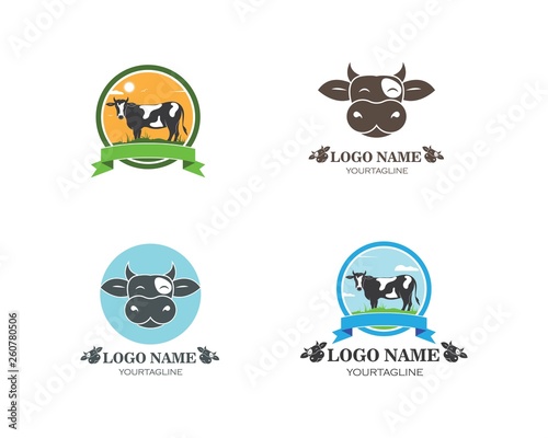 cow logo vector illustration template