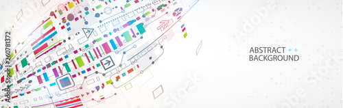 Abstract technology concept. Circuit board, high computer color background. Vector illustration