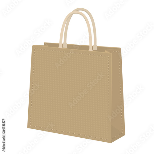 Jute bag. Eco lifestyle. 3d vector illusration