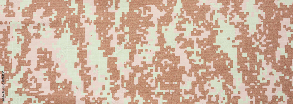 Army military us uniform background, banner, Camouflage desert digital fabric texture closeup view Army military us uniform background, banner, Camouflage desert digital fabric texture closeup view
