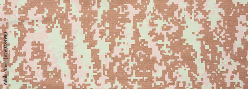Army military us uniform background, banner, Camouflage desert digital fabric texture closeup view © Rawf8