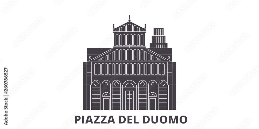 Italy, Pisa, Piazza Del Duomo flat travel skyline set. Italy, Pisa ...