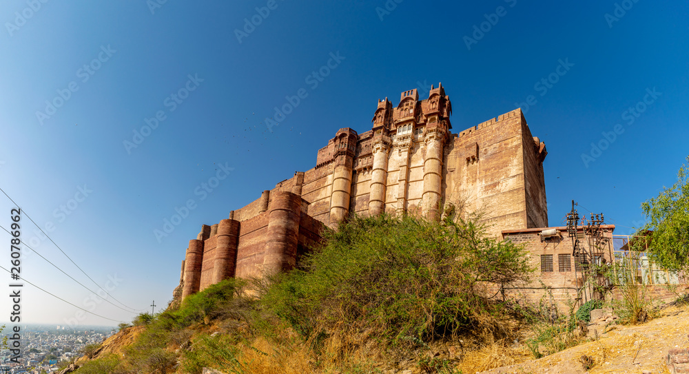 A panoramic view of the Mehrangarh Fort, Jodhpur, India