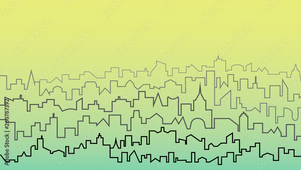 Outline of the city. Contour llustration of modern city residential area.