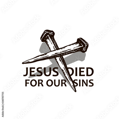 black icon of jesus nails isolated on white background 